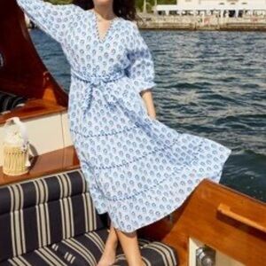 Printfresh dress In Bloom Blue Cloud stroll around dress, size large.